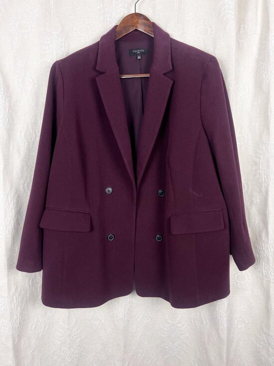 Talbots Jackets & Blazers - Talbots Woman felted cotton flannel open double-breasted blazer jacket classic